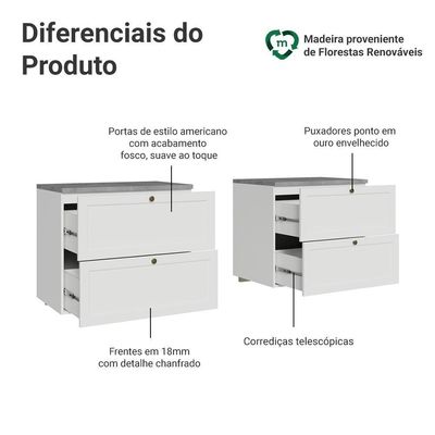 Rack Para Até 70 Polegadas 160cm 4 Gavetas Vik Madesa 04 Branco