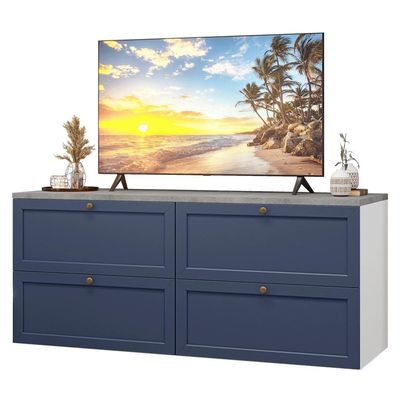 Rack Para Até 70 Polegadas 160cm 4 Gavetas Vik Madesa 04 Branco-azul