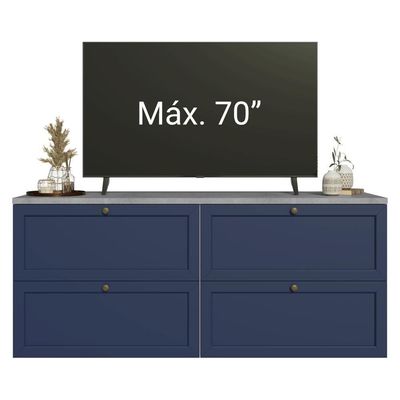 Rack Para Até 70 Polegadas 160cm 4 Gavetas Vik Madesa 04 Branco-azul