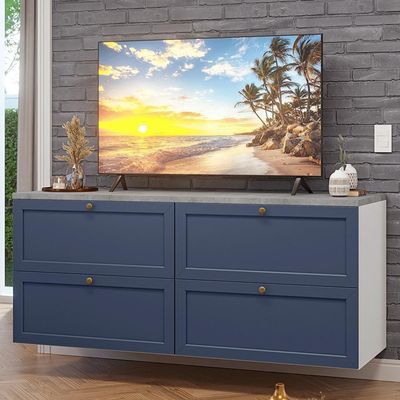 Rack Para Até 70 Polegadas 160cm 4 Gavetas Vik Madesa 04 Branco-azul