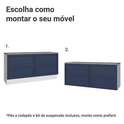 Rack Para Até 70 Polegadas 160cm 4 Gavetas Vik Madesa 04 Branco-azul