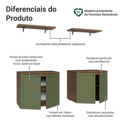 Rack Para Até 70 Polegadas + Prateleiras 160cm Vik Madesa 05 Rustic-verde