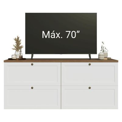 Rack Para Até 70 Polegadas 160cm 4 Gavetas Vik Madesa 04 Rustic-branco
