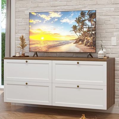 Rack Para Até 70 Polegadas 160cm 4 Gavetas Vik Madesa 04 Rustic-branco