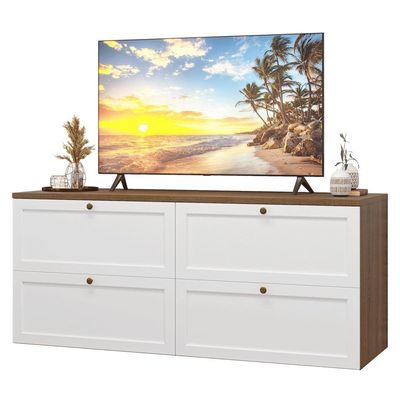 Rack Para Até 70 Polegadas 160cm 4 Gavetas Vik Madesa 04 Rustic-branco