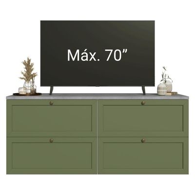 Rack Para Até 70 Polegadas 160cm 4 Gavetas Vik Madesa 04 Branco-verde