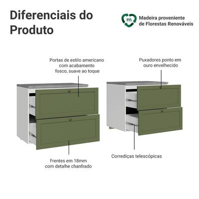 Rack Para Até 70 Polegadas 160cm 4 Gavetas Vik Madesa 04 Branco-verde