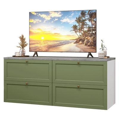 Rack Para Até 70 Polegadas 160cm 4 Gavetas Vik Madesa 04 Branco-verde