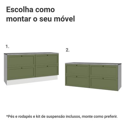 Rack Para Até 70 Polegadas 160cm 4 Gavetas Vik Madesa 04 Branco-verde