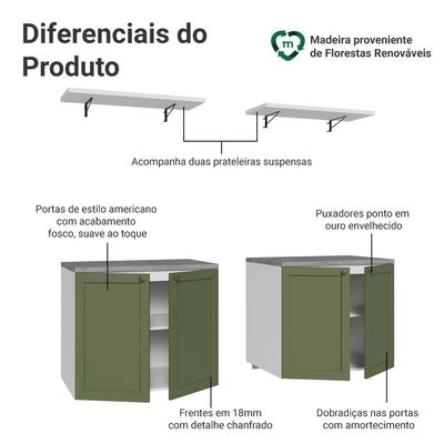 Rack Para Até 70 Polegadas + Prateleiras 160cm Vik Madesa 05 Branco-verde