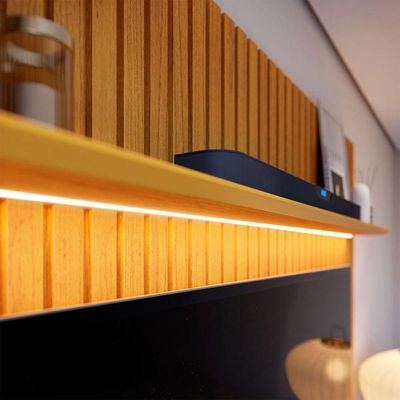 Estante Home Para Sala Tv 75 Polegadas Ripado Cleean Com Off White - Moveisaqui