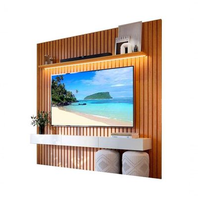 Estante Home Para Sala Tv 75 Polegadas Ripado Cleean Com Off White - Moveisaqui