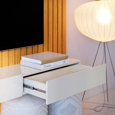 Estante Home Para Sala Tv 75 Polegadas Ripado Cleean Com Off White - Moveisaqui