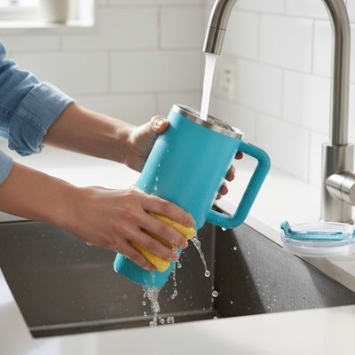 Copo Térmico Estilo Quencher 1200ml Inox Portátil Canudo Cor:Azul Bebê