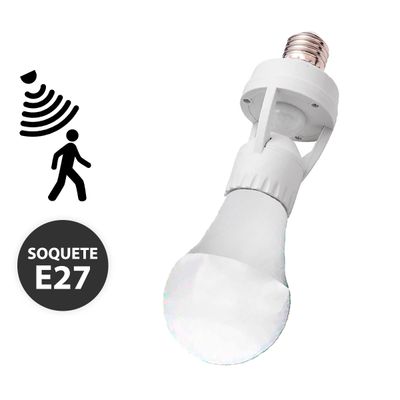 Sensor De Presença Com Fotocélula Iluminação Lâmpada Soquete E27 - Liga/Desliga Automático
