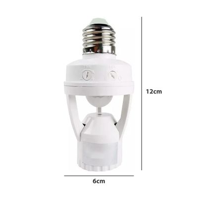 Sensor De Presença Com Fotocélula Iluminação Lâmpada Soquete E27 - Liga/Desliga Automático