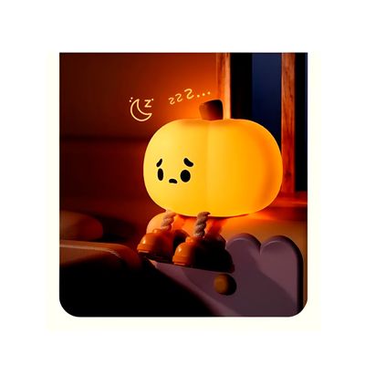 Luz Lâmpada Luminária Infantil Abóbora LED Silicone - Luz Noturna Portátil para Quarto de Criança