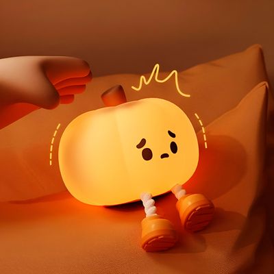 Luz Lâmpada Luminária Infantil Abóbora LED Silicone - Luz Noturna Portátil para Quarto de Criança