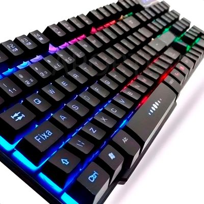 Teclado Gamer Semi-Mecânico RGB ABNT2 com 12 Teclas Programáveis e À Prova de Respingo - com Fio Anti Ghosting