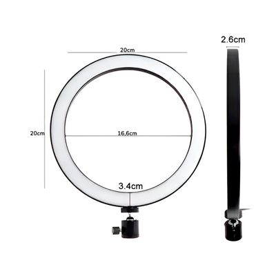 Ring Light 8 Polegadas com Suporte LED Luz Foto Vídeo