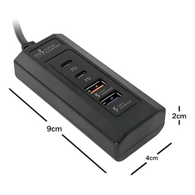 Carregador Hub 4 Entradas USB USB-C Fonte Carregamento Rápido e Organizado