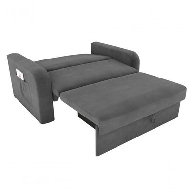 Sofá Cama Daiane 2 Lugares Com Baú Suede Cinza Matrix