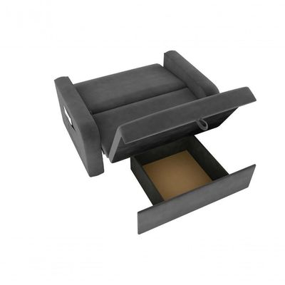 Sofá Cama Daiane 2 Lugares Com Baú Suede Cinza Matrix