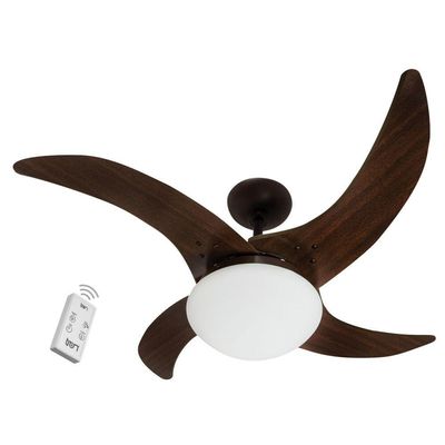 Ventilador Carvalho 4 Pás 220V Marrom Café E Controle Remoto 220V