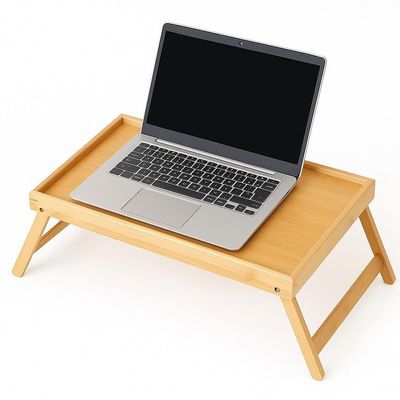 Bandeja Mesa Bambu Dobravel Rustica Apoio Madeira Cafe Manha Cama Sofa Suporte Home Office Multiuso Luxo