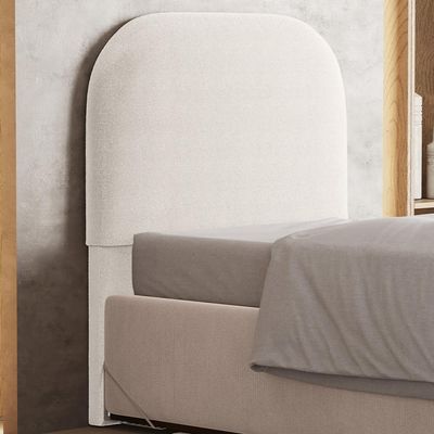 Cabeceira Cama Box 100cm Orgânica Lanna W01 Bouclê Creme - Lyam Decor