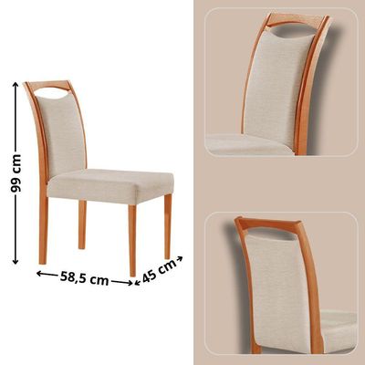 Mesa 120cm Laminado Barril Com 4 Cadeiras Moderna Mobilia Linho Off White Imbuia Naturale