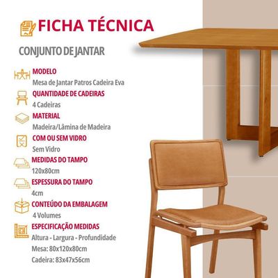 Mesa 120cm Laminado Barril Com 4 Cadeiras Moderna Mobília Star Caramelo Imbuia Naturale