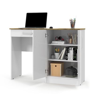 Mesa Computador Com Portas E Gavetas Space Branco-nature - Patrimar