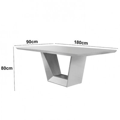 Mesa Para Sala De Jantar Rubi 180cm Moderna Mobília Off White Com Off White-cinamomo Imbuia
