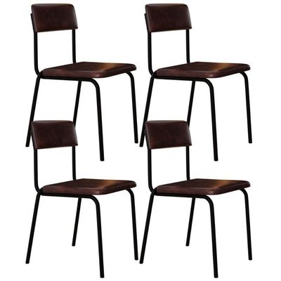 Kit 04 Cadeiras Estofada Para Sala De Jantar Sense Preto C01 Courino Café - Lyam Decor