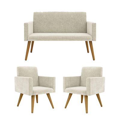 Kit Namoradeira 2 Lugares Reforçada + 2 Poltronas bege