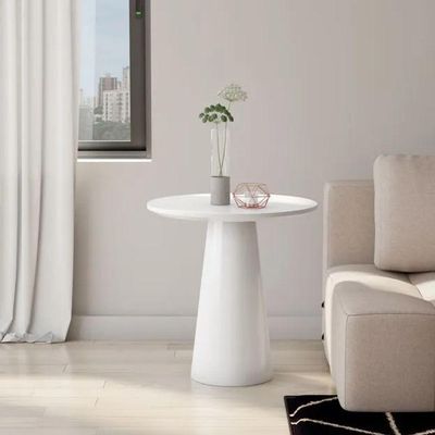 Mesa Lateral Cone Redonda 41 Cm Laqueada Branco