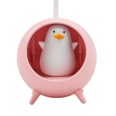 Luminaria De Mesa Decorativa Usb Portatil Articulavel Abajur P- Leitura Estudo Patinho Rosa