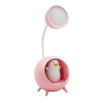 Luminaria De Mesa Decorativa Usb Portatil Articulavel Abajur P- Leitura Estudo Patinho Rosa
