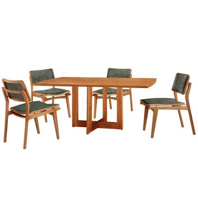 Mesa 120cm Laminado Barril Com 4 Cadeiras Moderna Mobília Jade Imbuia Naturale