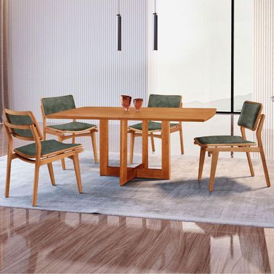 Mesa 120cm Laminado Barril Com 4 Cadeiras Moderna Mobília Jade Imbuia Naturale