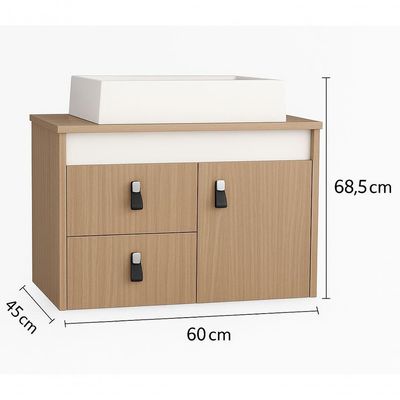 Gabinete Para Banheiro Tech 2g 60cm Suspenso Branco