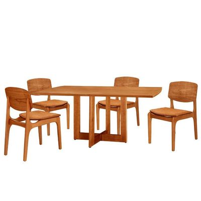 Mesa 120 Laminado Com 4 Cadeiras Malta Gold Moderna Mobília Star Caramelo Imbuia Naturale