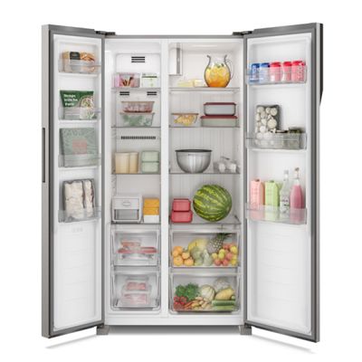 Geladeira Electrolux Frost Free Inverter 435L Efficient com AutoSense Side by Side cor Inox Look (IS4S) 220V