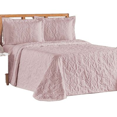 Cobre Leito Colcha Queen Mobili 03 Peças - Rosê - 100% Poliéster