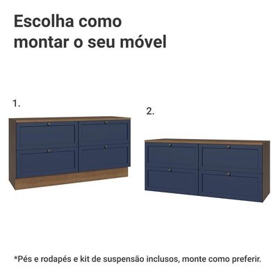 Rack Para Até 70 Polegadas 160cm 4 Gavetas Vik Madesa 04 Rustic-azul