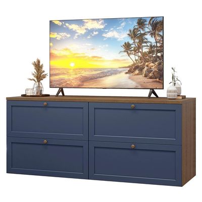 Rack Para Até 70 Polegadas 160cm 4 Gavetas Vik Madesa 04 Rustic-azul