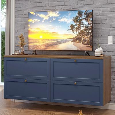 Rack Para Até 70 Polegadas 160cm 4 Gavetas Vik Madesa 04 Rustic-azul
