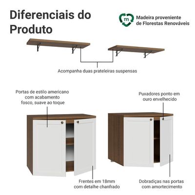 Rack Para Até 70 Polegadas + Prateleiras 160cm Vik Madesa 05 Rustic-branco