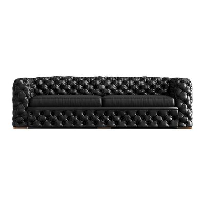Sofá 3 Lugares Gênova 240cm Couro Preto - Gran Belo